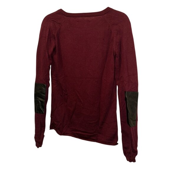 zadig & voltaire burgundy wine shoulder buttons wool sweater elbow patches M - Picture 3 of 5